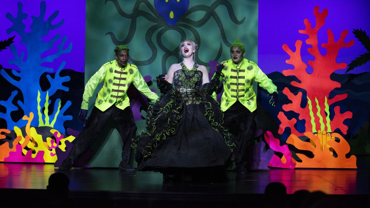 Ursula sings a song during a Kennedy production of The Little Mermaid