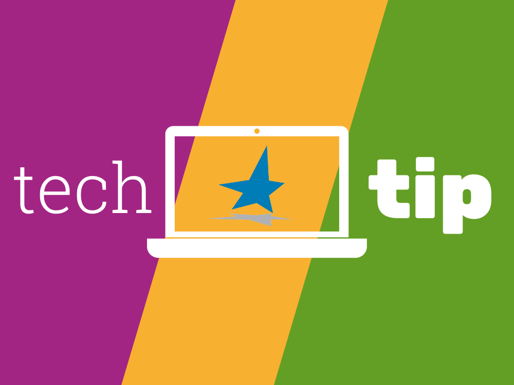 Tech Tip logo - Bloomington star in a laptop