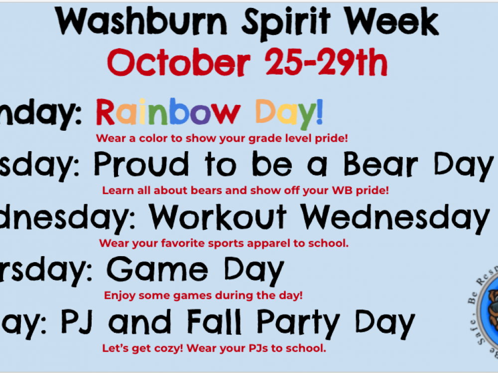 Spirit Week October 25-29