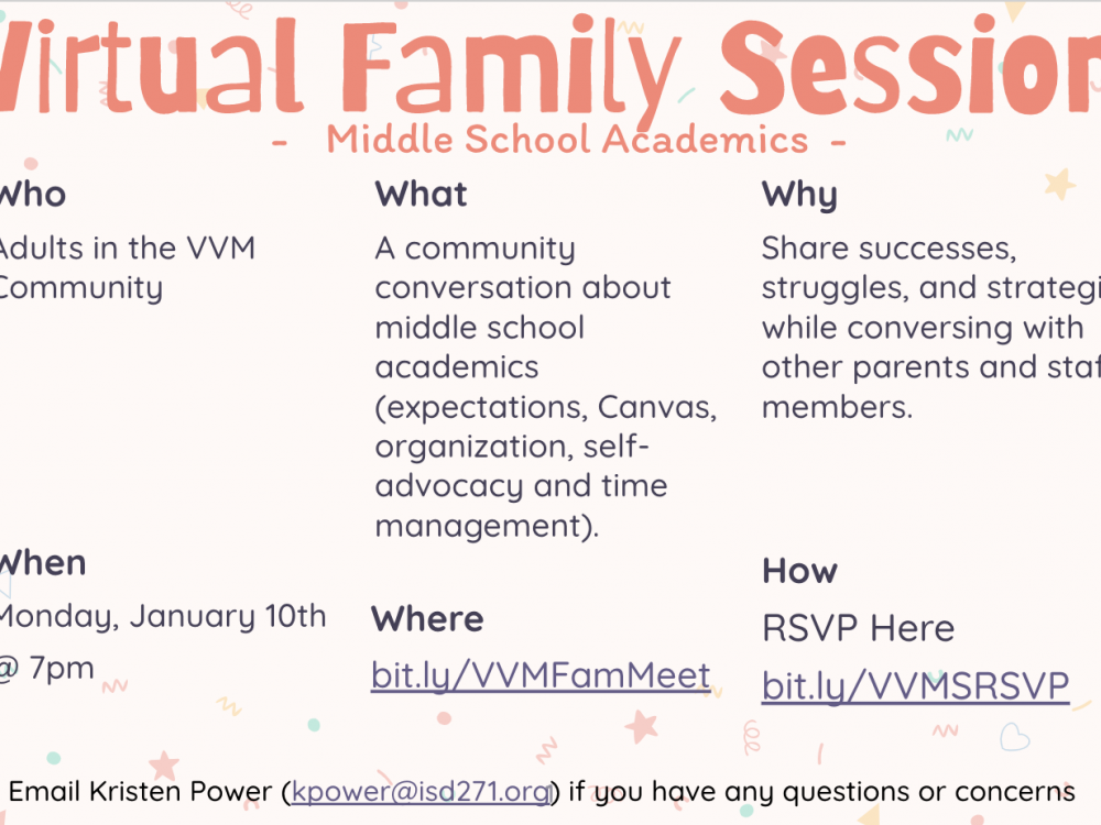 Virtual Family Session: Middle School Academics