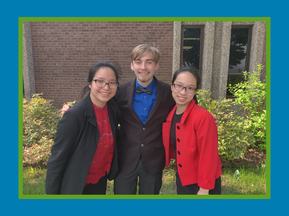 Members of the speech team: Kailey Tan, Will Moen, and Kehan Chen.