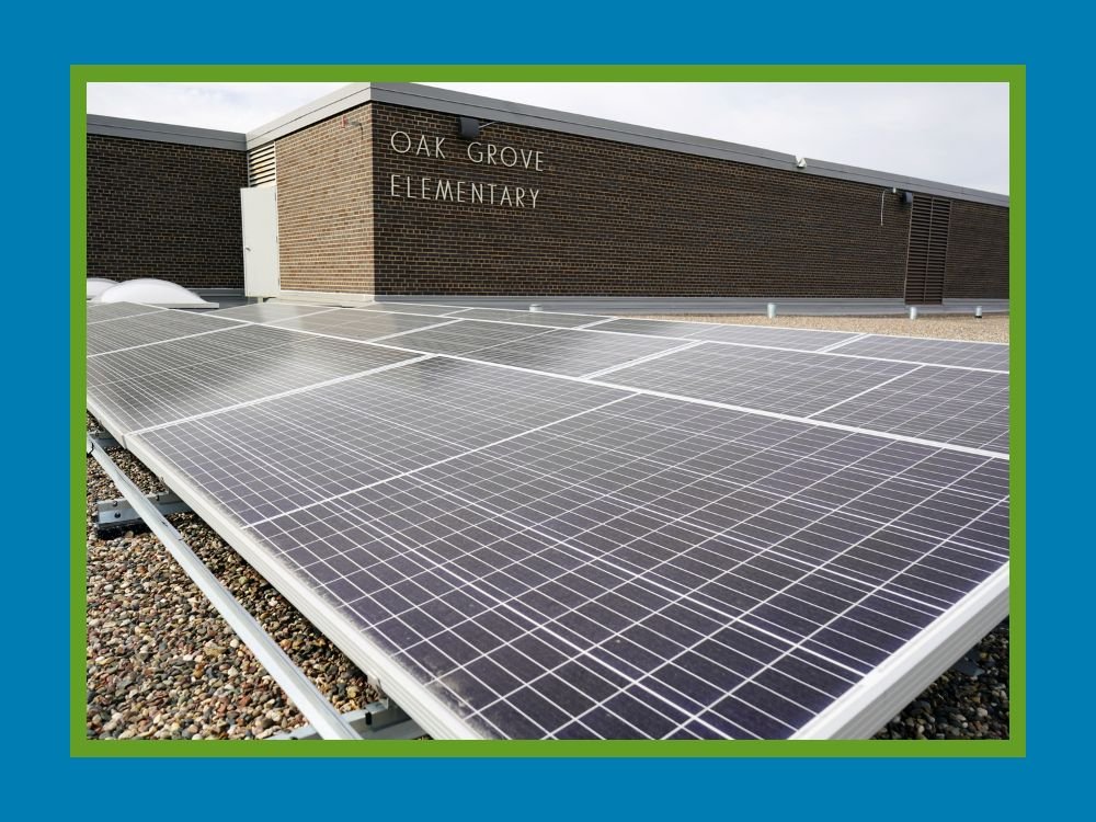 solar panels on the roof of Oak Grove Elementary School