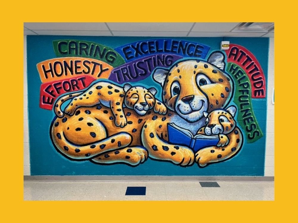 Cheetah mural at Valley View Elementary