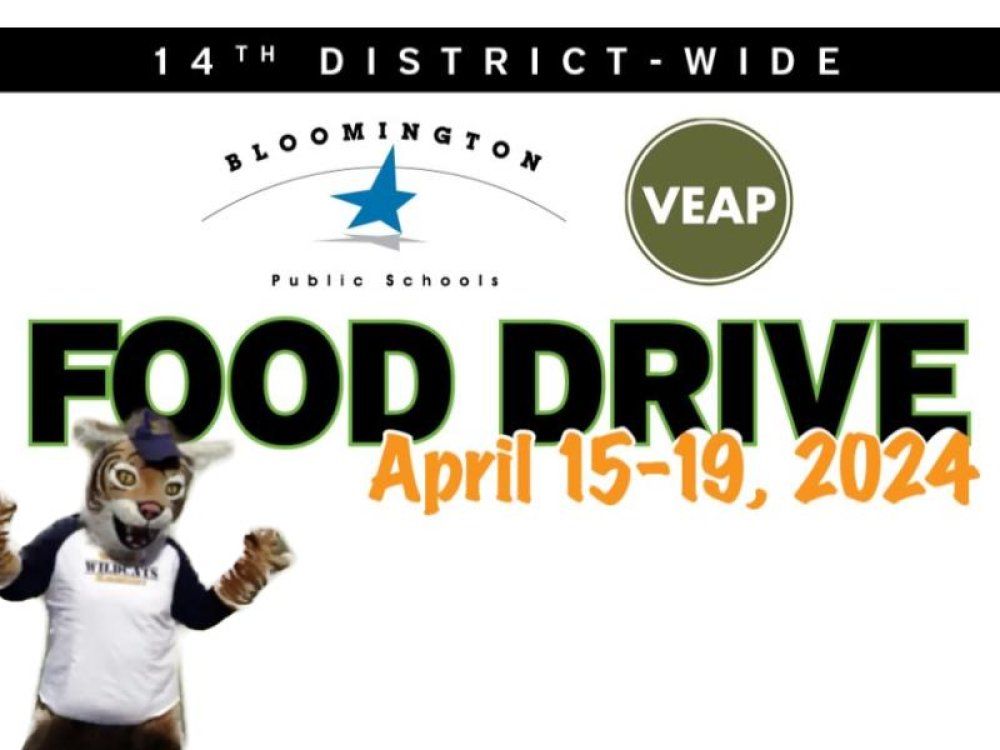 VEAP Food Drive text with the Westwood Wildcat