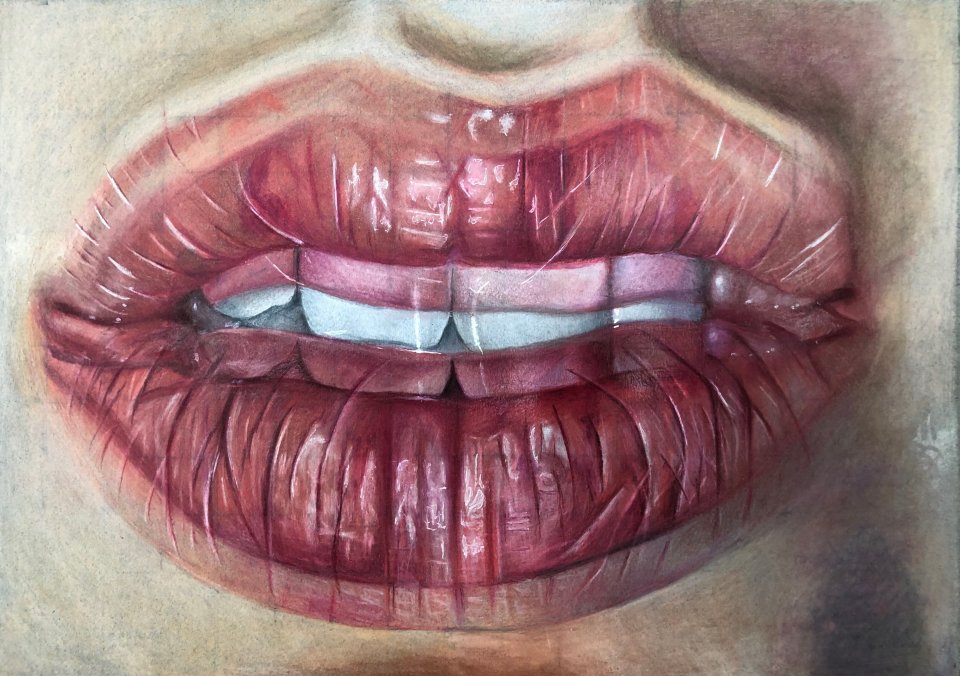 Drawing of a mouth with double-vision effect