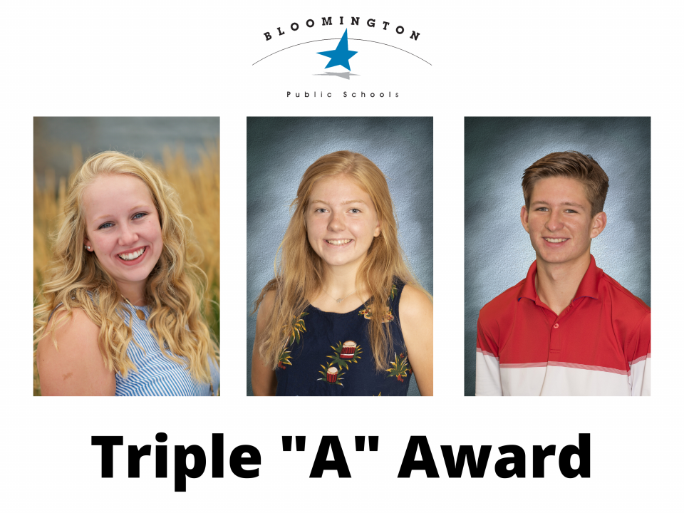 Triple A Award winners Abigail Swan, Ingrid Anderson and Corey Boerner