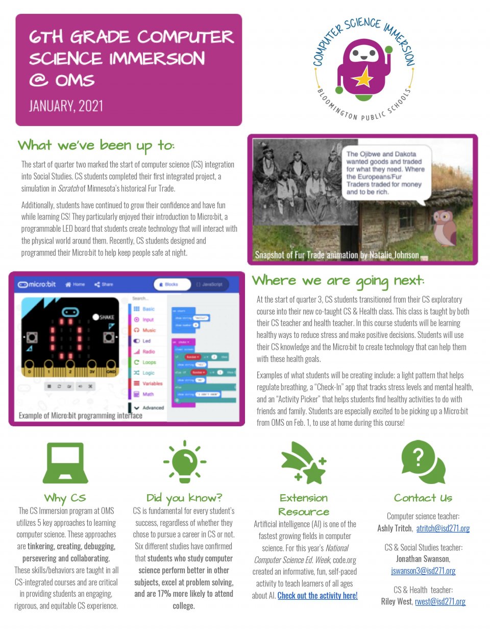 6th Grade Computer Science Newsletter