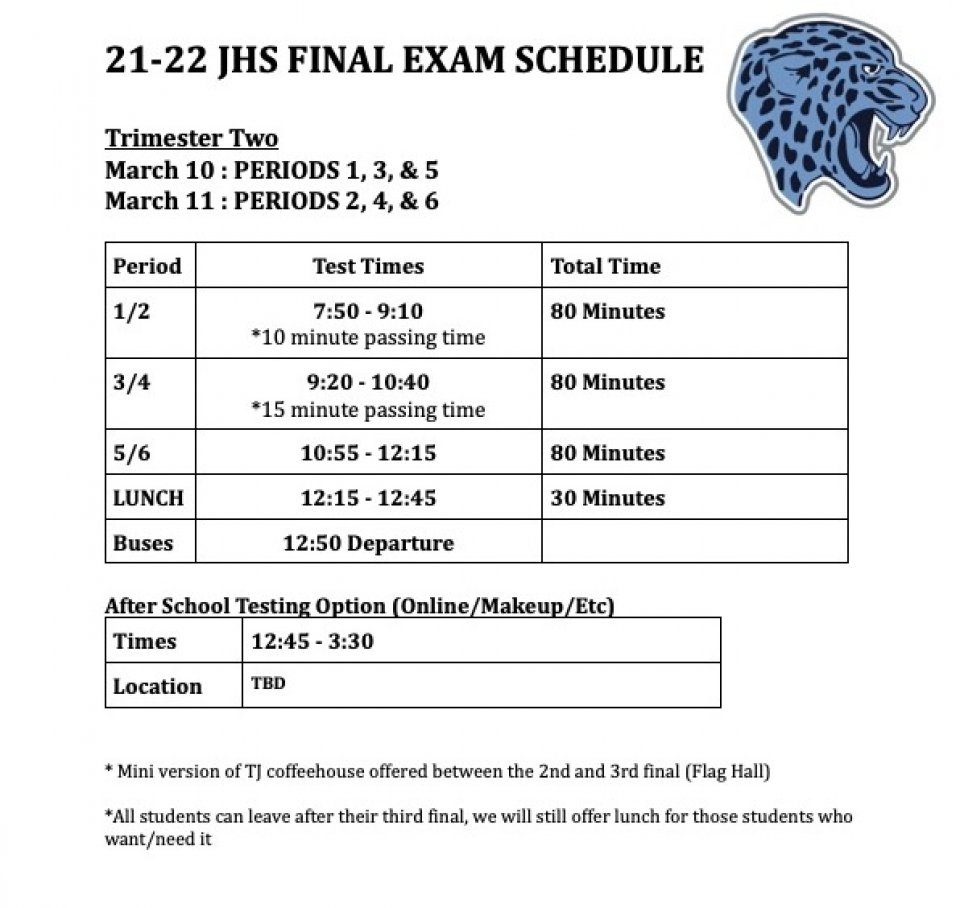 21-22 jhs final exam schedule