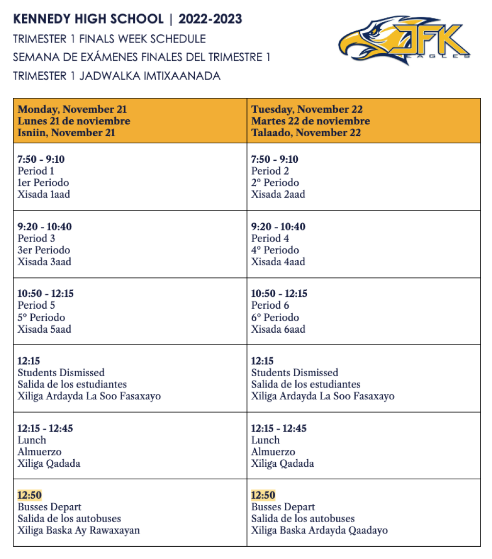 KHS Finals Schedule 2022-23