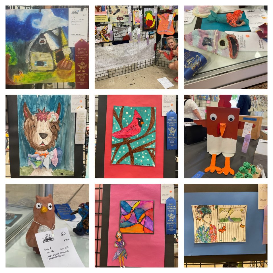 Collage of student artwork on display at Minnesota State Fair