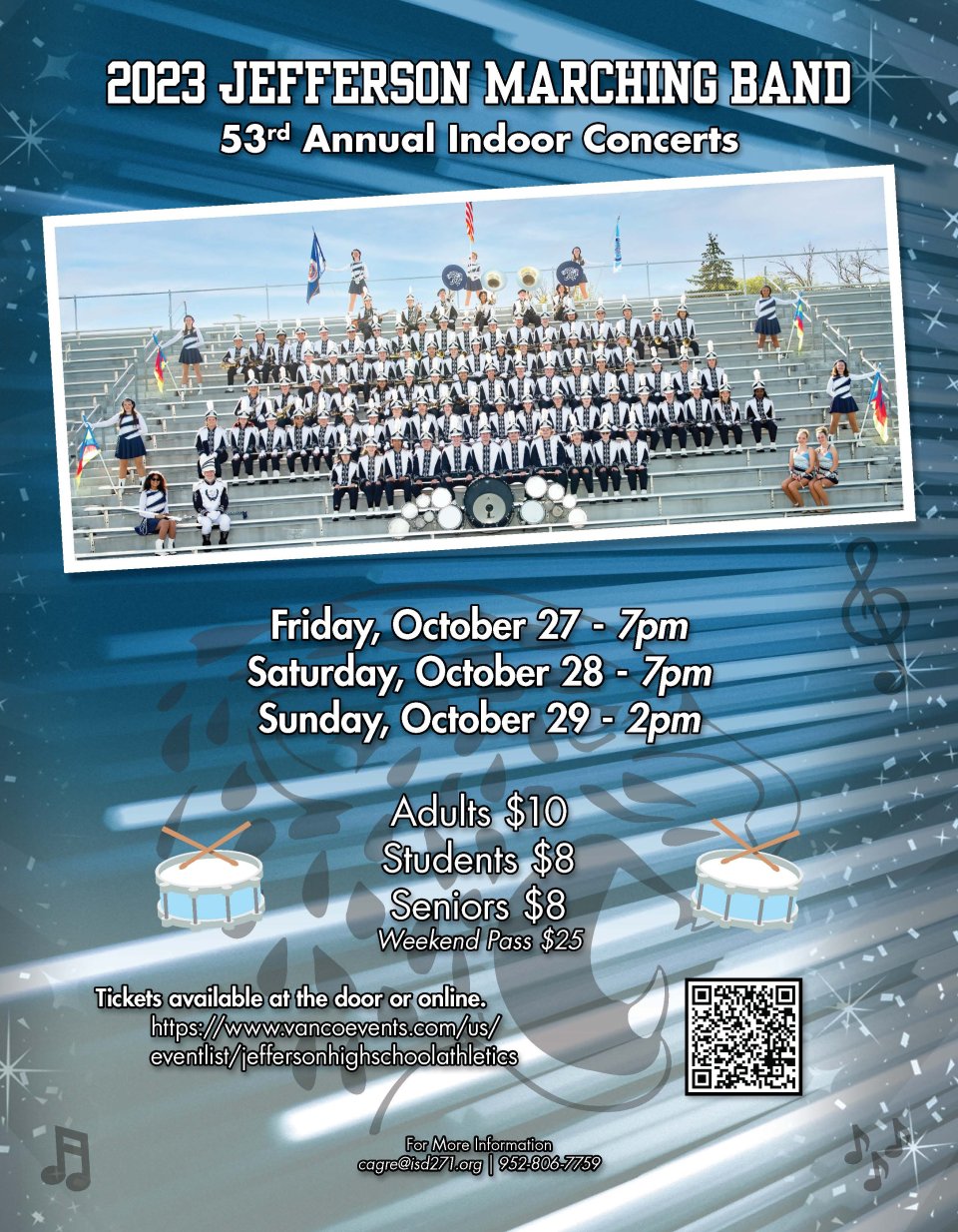Flyer for 2023 Jefferson Marching Band Indoor Concerts