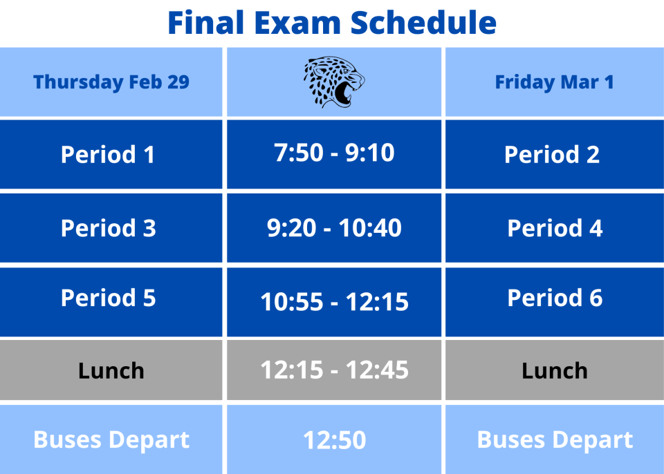 Final Exam Schedule Trimester Two 2